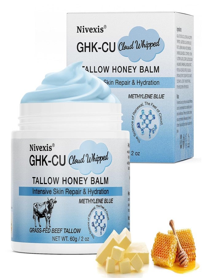 Nivexis Copper Peptides GHK-Cu Whipped Beef Tallow for Skin, Grass Fed Beef Tallow and Honey Balm for Face & Body, with Methylene Blue Anti-Aging Moisturizer, Suitable for All Skin Types, 2 Oz - Image 1